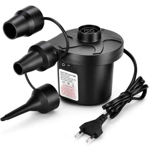 Elektrische Luftpumpe,2 in 1 Tragbare Luftpumpe Elektrisch mit 3 Düsen,Elektrische Pumpe mit Düsen,Luftpumpe Elektrisch,Luftmatratze Pumpe für Airtrack Matte,Air Pump für Matratze Aufblasbarer Pool