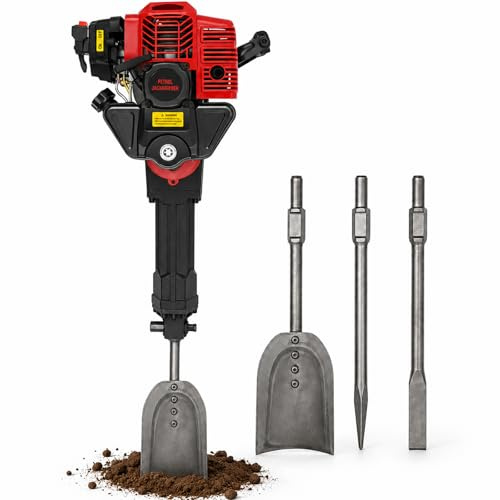 Macchina per scavo a benzina, 52 ccm, a 2 tempi, 1900 W, manuale per lavori di terra, scavatore per alberi con pala, zappa appuntita e picchetto piatto, taglierina per radici, per giardino, fattoria