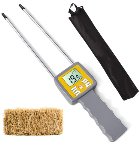 Misuratore Di Umidità Per Fieno A Doppia Sonda Con Display LCD Retroilluminato, Intervallo 0-84%, Precisione ±0,5%; Rilevatore Portatile Di Umidità Per Erba, Paglia E Foraggio