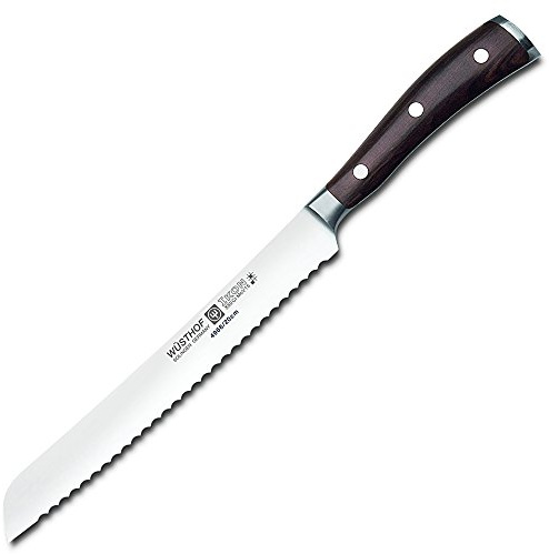 Wüsthof Brotmesser, Ikon (4966), 20 cm Klinge mit Wellenschliff, geschmiedet, Edelstahl, Grenadill-Holzgriff, sehr scharfes Sägemesser