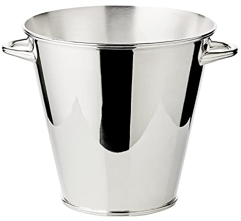 EDZARD Weinkühler Calo (Ø 22 cm, H 21 cm), versilbert | Sektkühler für 1 Flasche, mit Griffen, Flaschenkühler Silber, Champagnerkühler, Getränkekühler, Barzubehör