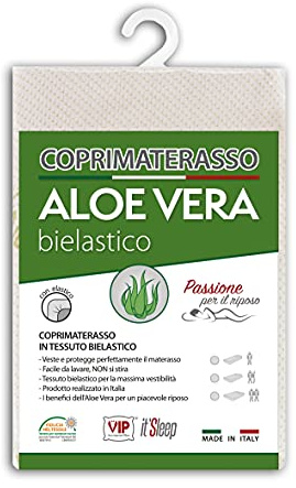 V.I.P. Coprimaterasso Aloe Vera con Elastico Agli Angoli, Tessuto Jacquard Bielastico, Matrimoniale