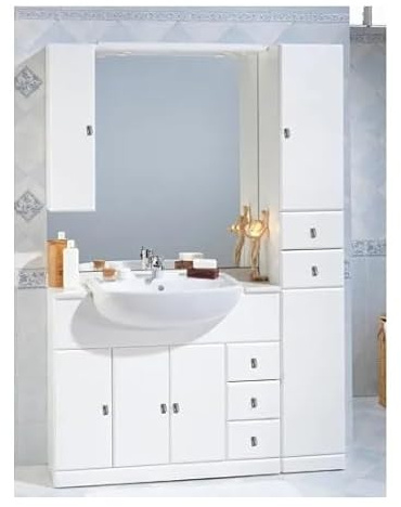 Bagno Italia Mobile Bagno Cleo 100+30 cm arredo con lavabo semincasso specchio Colonna Esclusa