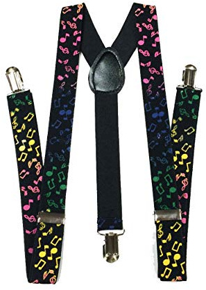 Fashion Suspenders (One Size, Rainbow Music Notes)