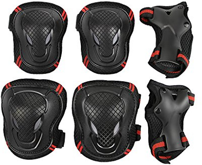 Sets de Protection Rollers 6Pcs Protection Sport Coudières Genouillère Protège-Poignets pour Enfant et Adulte pour Vélo Skateboard Roller Scooter Trottinette