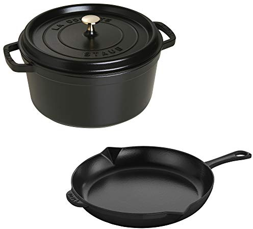 STAUB 40506-556 Cast Iron Kochgeschirr-Set aus Gusseisen, Edelstahl, Matte Black