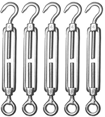 M4/M5/M6 Turnbuckle 304 Stainless Steel Hook & Eye Turnbuckle Light Duty Wire Rope Tension (M4)