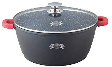 Haussmann Héritage® Faitout/MarmiteDiamètre 40cm hauteur 17cm 18.5L avec Revêtement type pierre－Tous feux dont induction－ HM-4017M (40) Noir