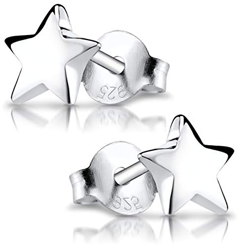 Kleine Stern Ohrstecker Silber 925 Mädchen - Kinder Ohrringe 6mm SO-57 | Silberohrringe mit Sternchen Motiv aus hautfreundlichem 925 Sterling Silber hochglanzpoliert von MATERIA by Matthias Wagner