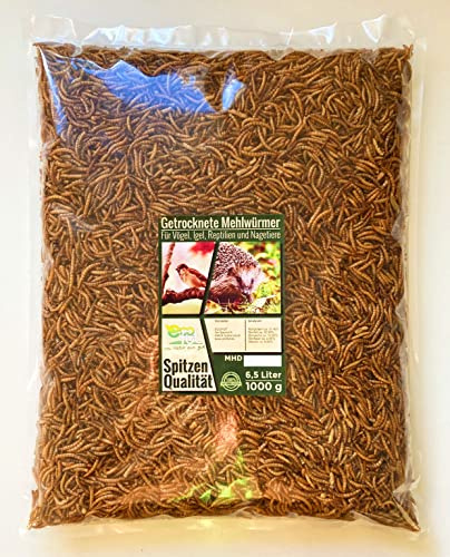 Mehlwürmer getrocknet 6,5 Liter - 1 kg - für Vögel, Geflügel, Fische & Reptilien
