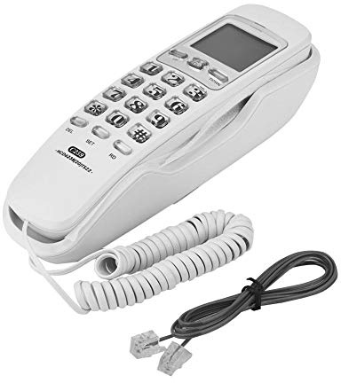 Telefono a Muro, Telefoni a Muro Telefono Fisso con Cavo Montabile a Parete con Display di Chiamata/Ricomposizione con un Pulsante per Ufficio, Hotel, Casa, Bagno (bianco)