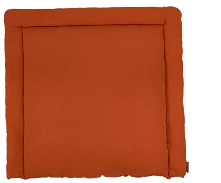 KraftKids Wickelauflage in Doppelkrepp Rot Herbstrot, Wickelunterlage 78x78 cm (BxT), Wickelkissen