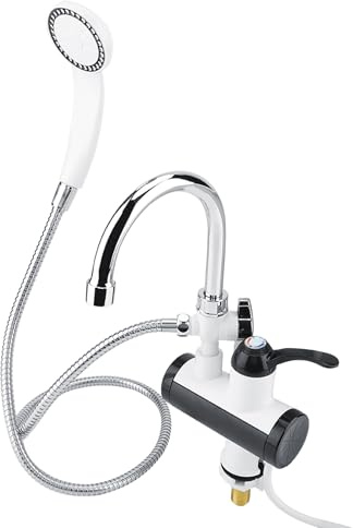lyrlody Robinet Électrique Сhauffe-Eau Instantané pour Cuisine, Robinet Chauffant Instantanée Électrique avec Pomme de Douche Affichage de Température pour Cuisine et Salle de Bain(Édulcorer)