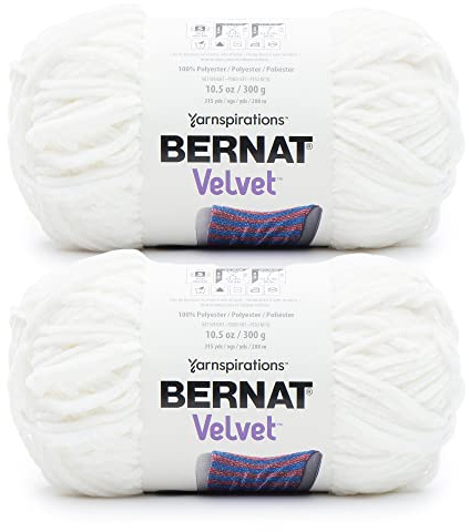 Bernat sammetsvitt garn – paket med 300 g – polyester – #5 skrymmande – 315 meter – stickning & virkning