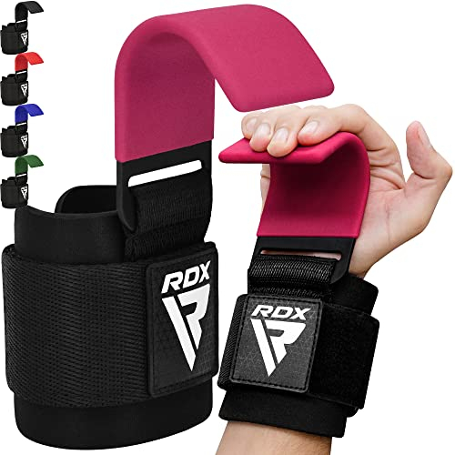 RDX Ganci Sollevamento Pesi, 8mm Neoprene Fasce Polsi Imbottita Supporto, Gomma Rivestito Impugnature Grips, Gym Gancio Cinghie per Fitness Powerlifting Allenamento Palestra Bodybuilding, Uomo Donna