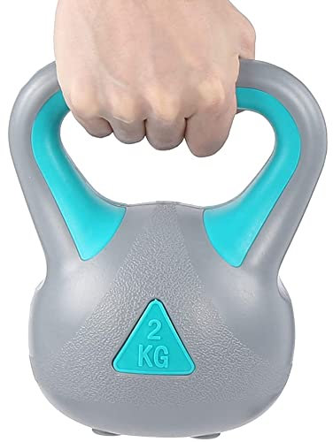 LTLCLZ 2Kg Fitness Kettlebell Anti Roll Anti Slip Kettlebell Mit Breitem Griff Für Pilates Und Krafttraining Unisex,Blau