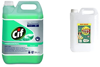 Cif 7517870 Oxygel Océan Nettoyant Sols Multi-Usages Professionnel, 5L & STARWAX FABULOUS Vinaigre Blanc 9.5° sans Parfum - 6L - Idéal pour l'Entretien de sa Maison et son Jardin