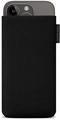 Adore June Handytasche Classic Recycled Schwarz kompatibel mit iPhone 15 14 / iPhone 15 14 Pro, Moderne Nachhaltige R-PES Stoffe, Made in Europe