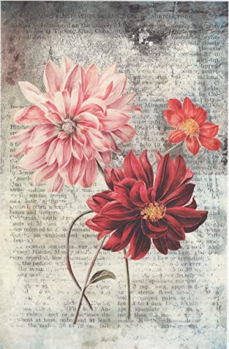 Zita´s Creative Rispapper A4 – dahlior. Motiv med halmsilke, halmsidenpapper, decoupage-papper