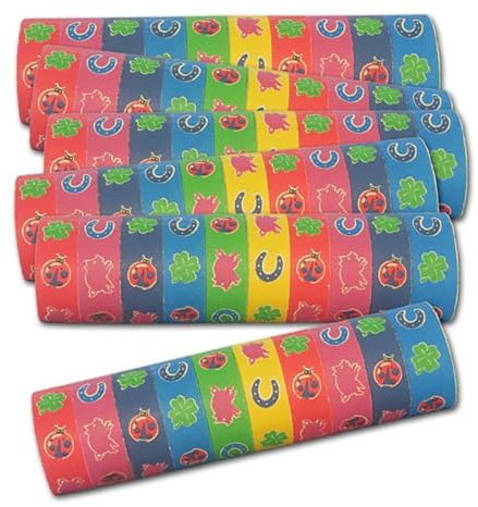 Papier Luftschlangen Silvesterdeko Glücksbringer bunt schwer entflammbar | 6 Rollen