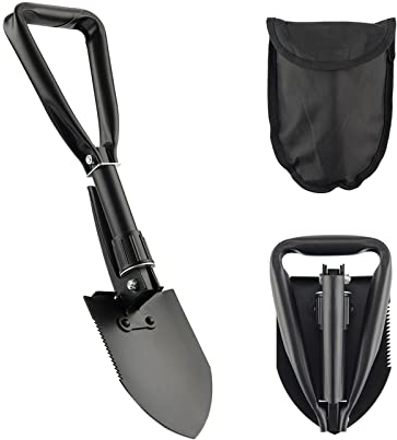 Klappspaten Klappschaufel BW Klappspaten mit Tasche Spaten aus Stahl Outdoor Schaufel Hacke Schüppe Säge Für Camping, Survival und Jagd
