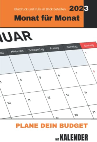 Puls & Blutdruck senken und mit dem Log-Buch & Notiz-Tracker stets die Herzfrequenz im Blick behalten | Herz & Kreislauf mittel Diastole & Systole ... Kalender 2023 une einen Bereich für Notizen