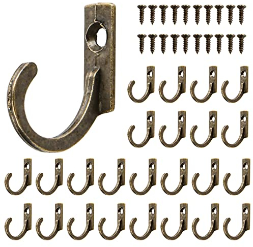 Xzeemo 20 percheros de pared vintage, gancho de abrigo retro con tornillos para el hogar, ganchos de pared vintage, perchero, ganchos individuales de bronce para baño, cocina, oficina, dormitorio