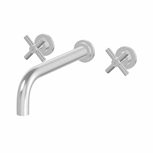 Architeckt® Tanaro Wall Mounted Bathroom Bath Tub Mixer Tap Filler Long Spout Twin Crosshead Handles, Chrome