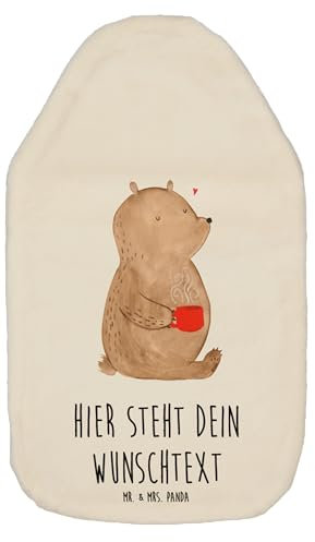 Mr. & Mrs. Panda Personalisierte Wärmflasche Bär Kaffee - Weiß