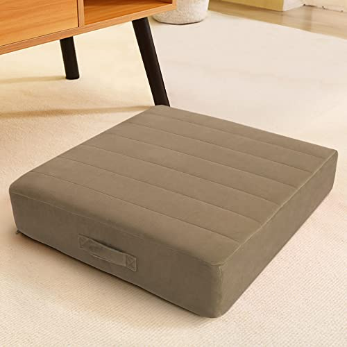 MeMoreCool Square Floor Pillow Seating for Adults Kids, Large Meditation Cushion Floor Pillow with Thick Foam & Soft Tufted Cover, Washable Big Pillow Seat Floor Cushion for Sitting Yoga 22 Coffee