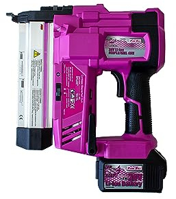 The Original Pink Box 20-Volt Lithium-Ion Cordless 2-in1 Brad Nailer/Stapler with 4Ah Battery, Pink