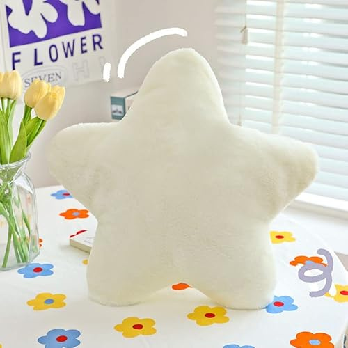 Kissen Stern Plüschkissen Stern Wurfkissen Schlafkissen Gefülltes Kissen für Heimdekoration (40cm, White)
