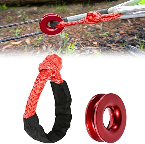 Schäkel 1/2 Synthetische SchäKel Winden Seil Mit Wiederherstellung Schnappen, 41000LBS & Schutzhülsen Weiche Schäkel-Set für ATV UTV SUV Offroad Abschleppen Wagen (rot Soft Shackle)