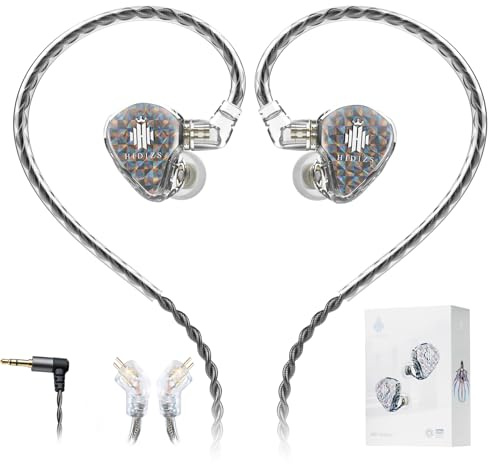 Hidizs MS1 Galaxy IEM - Auricolari da gioco con doppio motore magnetico per un suono coinvolgente da gioco, auricolari cablati, microfono in linea, cavo a 2 pin staccabile, spina da 3,5 mm