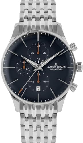 JACQUES LEMANS Herrenuhr Chronograph London Stahl/Nachtblau 1-2163H