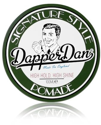 Dapper Dan Signature Style Pomade, High Shine High Hold Hair Pomade for Men, Achieve Classic Styles, Water Based Pomade for All Hair Types, Bergamot and Leather Fragrance, 100ml