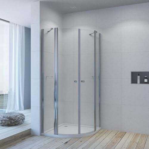 AQUALAVOS Duschkabine Runddusche Viertelkreis Dusche 90x90x195cm Radius 55cm aus 5 mm Sicherheitsglas mit Nano Beschichtung Duschablage