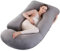 Labtec Cuscino per gravidanza per dormire, in velluto, a forma di U, cuscino per maternità e corpo, per fianchi, gambe, pancia per gravidanza e supporto per la schiena, colore grigio chiaro