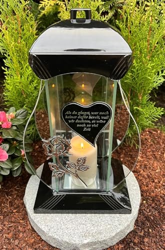 Lanterna funeraria con scritta in lingua tedesca Tomba, 35 cm, altezza
