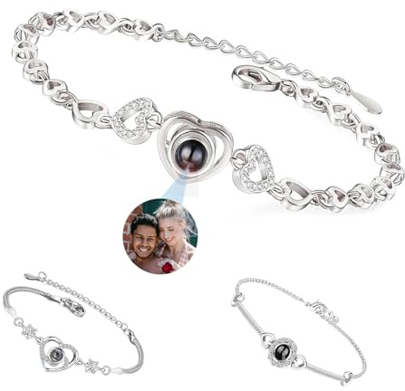 PRIVATEDIY Custom Photo Bracelet with Picture Insid,Projection Picture Bracelet,Gifts Memorial for Women/Men/Family/Friend/Loved,Own Matching (9 Style Bracelets)