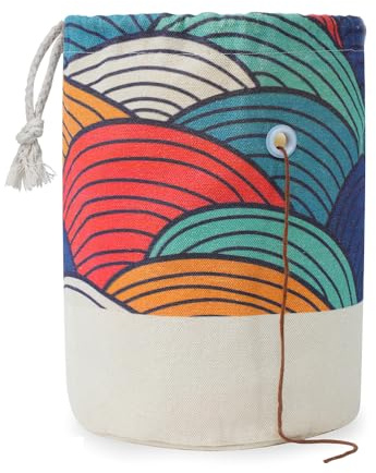 TOGETRUE Garntasche, kleine Strick-/Häkeltasche, tragbare Garnaufbewahrungstaschen, Organizer für Häkelprojekte, zum Aufbewahren von Knäuel, kurze Stricknadel (klein, Farbbogen)