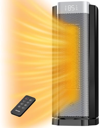 AEOCKY 3rd-Gen Space Heater with AI Thermostat, 1500W PTC Electric Heaters for Indoor Use With Remote, 70° Oscillation, Utmost Silence, Safe Portable for Office, Bedroom, Room, Home