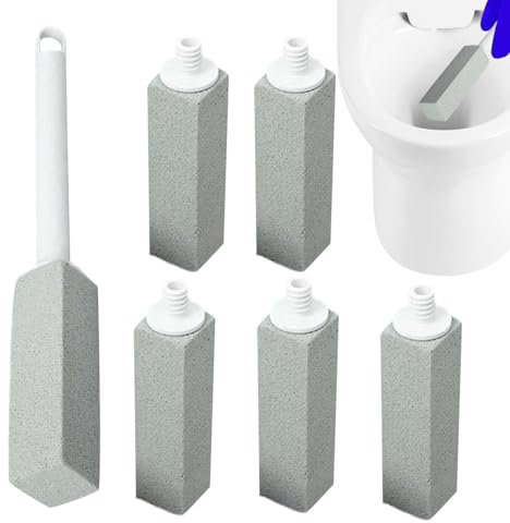 Jubepk Bims-Toilettenstein, Bimsstein für die Toilettenschüsselreinigung - Kalkentferner | Extra starker Hartwasser-Ringbürstenstab mit extra langem Griff für Rost, Fliesen, Küchenspüle, Fugenmörtel,