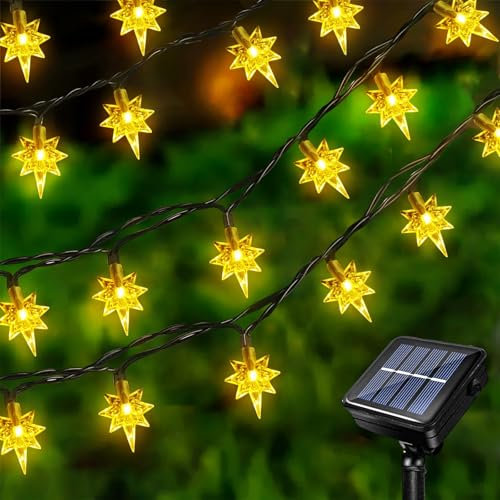 Acxilexy Solar Weihnachts Lichterkette 12 m 100 LEDs Polarstern Lichterkette Wasserdicht Lichterkette Außen Solar Polarstern Lichterkette Weihnachtsbeleuchtung für Weihnachtsfeier Garten