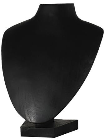 Tokoindah Schmuckbüste Holz schwarz, Kettenständer, Kettenhalter, Edle Aufbewahrung für Halsketten, mit sichtbarer Holzmaserung, 25 x 18 x12 cm, Für Halsketten bis 60cm, Für Zuhause oder Boutique