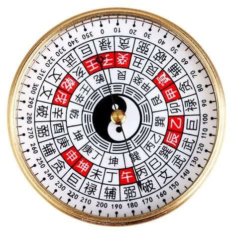 Feng Shui Kompass – Authentische Tai Chi Bagua Luo Pfanne mit offener Abdeckung zum Messen von Richtungen, Klatsch-Kompass für Feng Shui