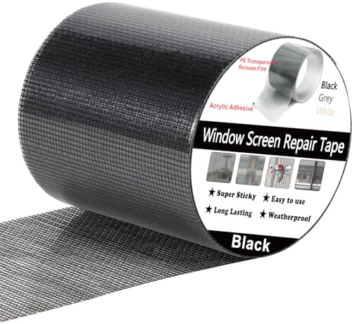 Wohohoho Window Screen Repair Tape, 2 in X 40 FT (480IN) Black Screen Patch Repair Kit, 3-Layer Strong Adhesive Invisible Screen Tape Mesh Repair for Windows, Doors Garage Mosquito Net Magnetic Screen
