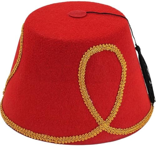Wudaizhi Türkischer Hut, Vielseitiger Türkischer Fez-Hut Schwarzen Quasten, Modische Türkische Kopfbedeckung, Unisex-Kappe, Verkleidung Für Verschiedene Anlässe