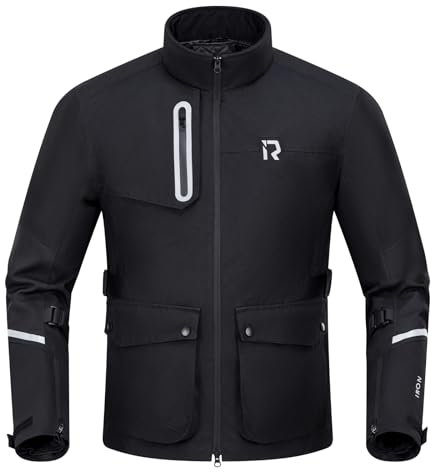 IRON JIA'S Motorradjacke herren Four Seasons mit CE-Panzerung, herausnehmbarem Innenfutter, Schutzausrüstung für Motorradfahrer Schwarz M