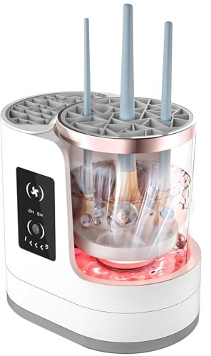 Electric Makeup Brush Cleaner Machine - 3 In 1 Automatic Make Up Brushes Cosmetic Sponge Cleanser Dryer and Storage - Simply Quick Easy Cleaning Washer for Clean Hygienic Cosmetics & Beauty Essentials